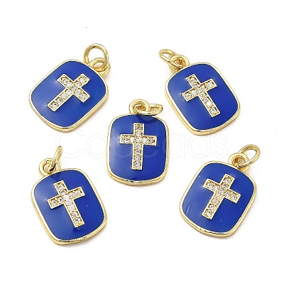 Brass Micro Pave Cubic Zirconia Pendants KK-E068-VB448-1-1