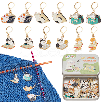 Alloy Enamel Pendant Locking Stitch Marker HJEW-NB00108-1