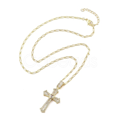 Brass Clear Cubic Zirconia Pendant Necklaces for Women NJEW-M009-05G-B-1