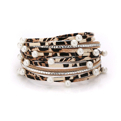 Leopard Faux Suede Leather Multi-strand Bracelets WG13214-14-1