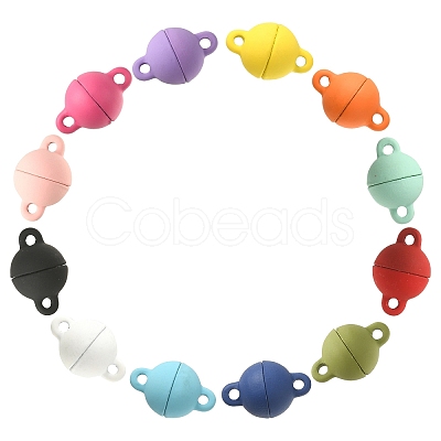 12 Sets 12 Colors Spray Painted Alloy Magnetic Clasps PALLOY-CJ0002-30-1