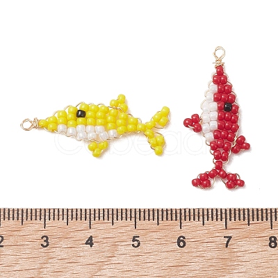 Glass Seed Beaded Pendants PALLOY-MZ01324-1