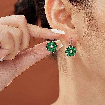 Brass Flower Hoop Earrings JJ3056-11-1