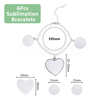 DIY Blank Heart Brass & Alloy Charm Bracelets Making Kit BJEW-DC00002-1