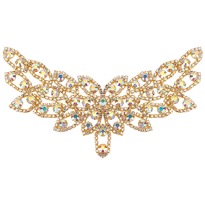 Brass Rhinestone Applique Patch KK-WH0081-78G-1