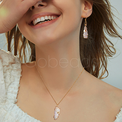 10Pcs 5 Styles Electroplated Natural Quartz Crystal Copper Wire Wrapped Pendants PALLOY-FG00004-1