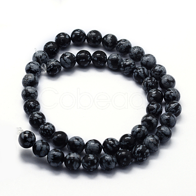 Natural Snowflake Obsidian Beads Strands G-I199-36-4mm-1