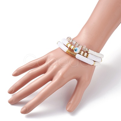 Chunky Tube Beads Bracelets Set BJEW-JB07224-1