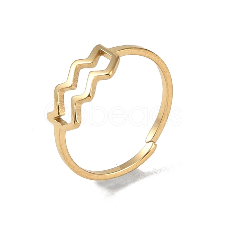 Real 18K Gold Plated 304 Stainless Steel Adjustable Finger Ring RJEW-L115-01G-02-1