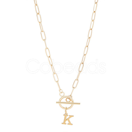 304 Stainless Steel Letter Pendant Necklaces NJEW-LP0001-52K-G-1