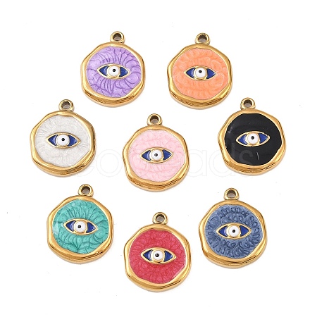 304 Stainless Steel Enamel Pendants STAS-P425-01G-08-1