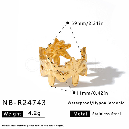 304 Stainless Steel Cuff Open Rings for Women WG51A71-06-1