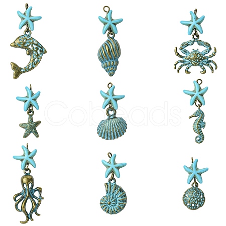 18Pcs 9 Style Alloy Pendants PALLOY-CJ00182-1