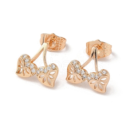 Brass Rhinestone Stud Earrings EJEW-Z021-49KCG-1