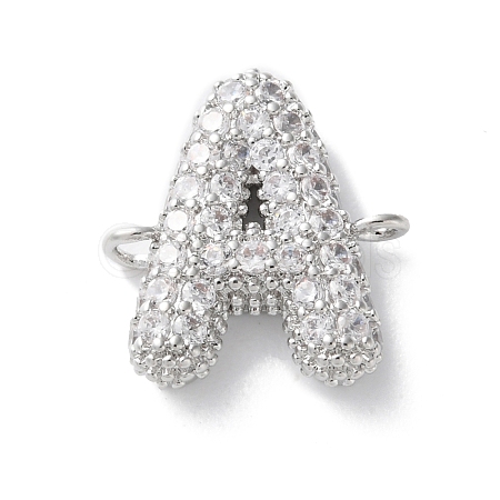 Brass Micro Pave Cubic Zirconia Letter Links X-KK-I717-04A-P-1