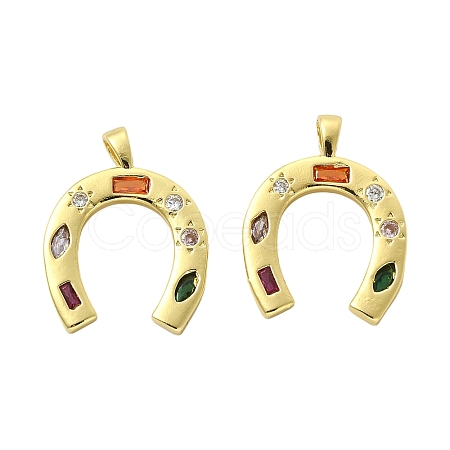 2Pcs Brass Micro Pave Cubic Zirconia Pendants KK-FS0002-14G-1