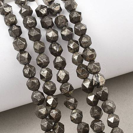 Natural Gold Pyrite/Golden Pyrite Beads Strands G-G458-I01-6mm-1