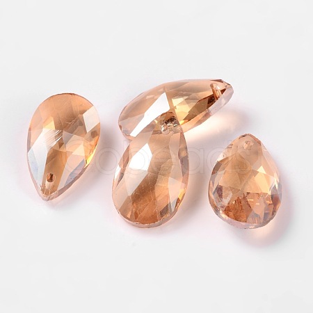 Faceted Teardrop Glass Pendants GLAA-O008-B11-1