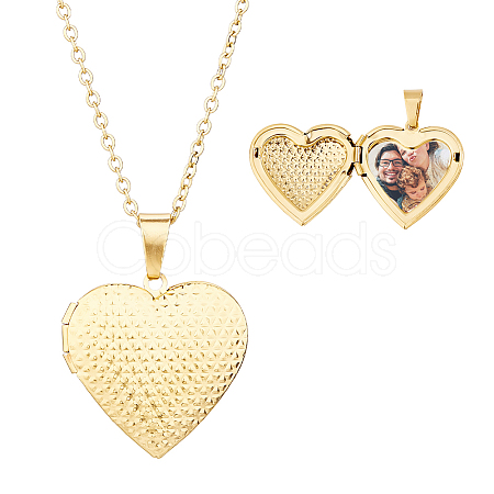 304 Stainless Steel Heart Locket Pendant Necklaces for Photo NJEW-WH0020-97B-1