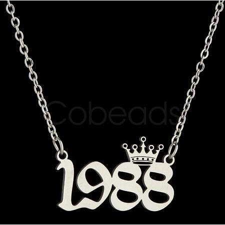 Crown Birth Year 201 Stainless Steel Pendant Necklaces for Women FS-WG4E8F2-49-1