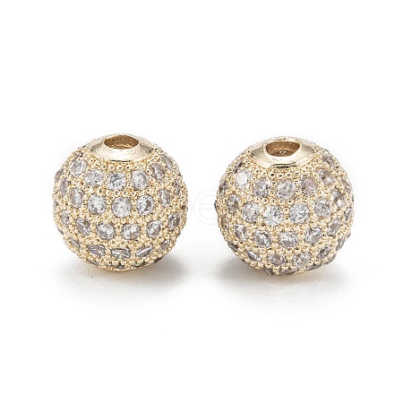 Brass Micro Pave Clear Cubic Zirconia Beads ZIRC-D274-02G-03-1