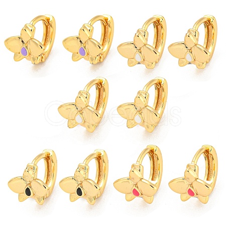 Flower Golden Brass Hoop Earrings EJEW-L269-077G-1
