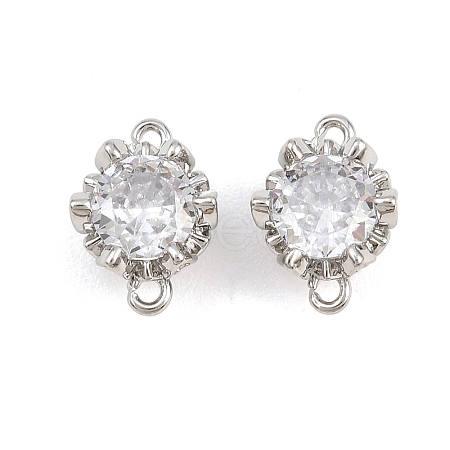 Brass Pave Clear Cubic Zirconia Connector Charms CU-CBAA6E8-11P-1
