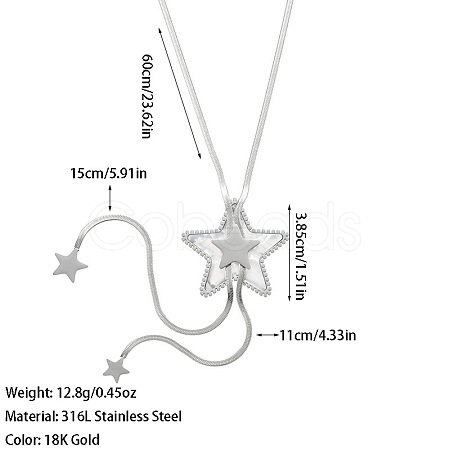 Bohemian Style 304 Stainless Steel with Acrylic Lariat Necklaces for Women FS-WG34D78-04-1