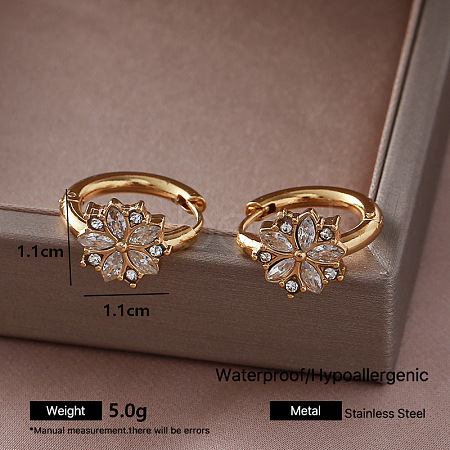 304 Stainless Steel Cubic Zirconia Hoop Earrings for Women XC7815-1-1