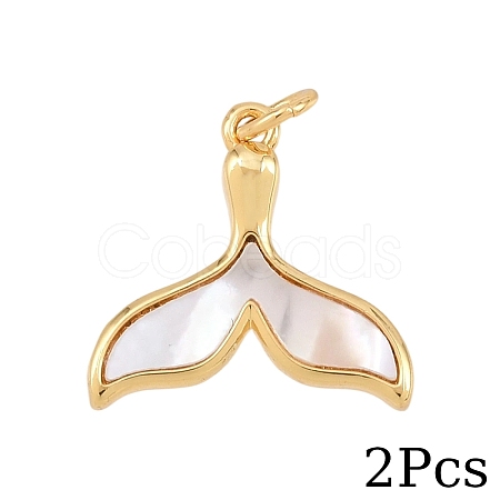 2Pcs Natural White Shell Pendants KK-YW0003-76C-1