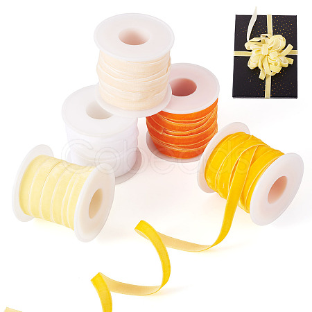50 Yards 5 Colors Single Face Velvet Ribbon SRIB-TA0001-37-1
