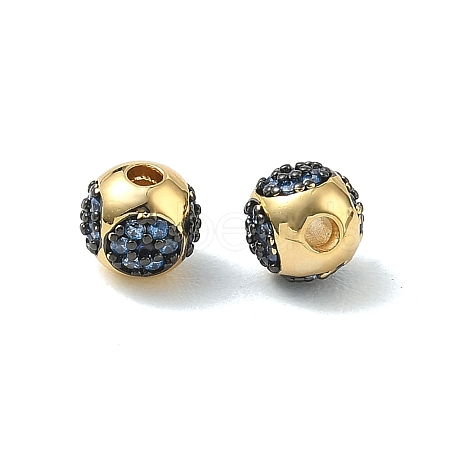 Brass Micro Pave Marine Blue Cubic Zirconia Beads CU-CBA42CA-02G-1