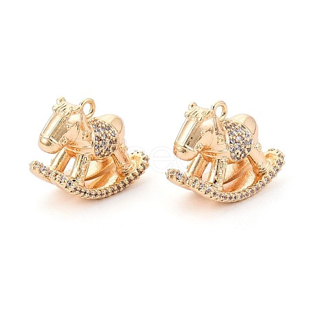 Brass Pave Clear Cubic Zirconia Pendants KK-T081-01G-1