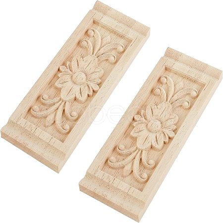 Natural Solid Wood Carved Onlay Applique Craft WOOD-FH0001-11-1