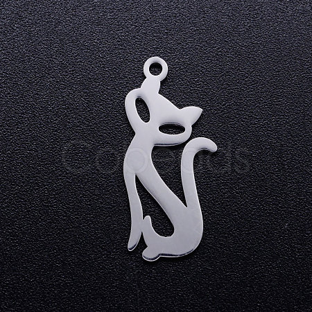 Tarnish Resistant 201 Stainless Steel Kitten Pendants STAS-Q201-JN288-1-1