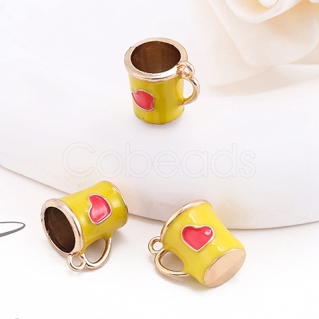 Alloy Enamel Mug Cup with Heart Miniature Ornaments PW-WG9EB43-04-1