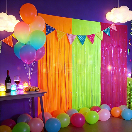 3Pcs 3 Colors Plastic Foil Fringe Curtains DIY-ME0003-73A-1