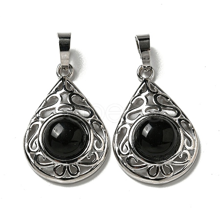 Natural Obsidian Pendants G-Q158-05P-24-1