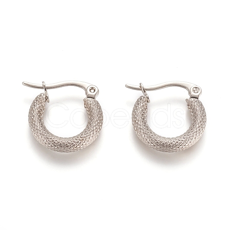 Tarnish Resistant 201 Stainless Steel Geometric Hoop Earrings STAS-D171-12C-P-1