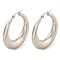 Tarnish Resistant 202 Stainless Steel Hoop Earrings, with 304 Stainless Steel Pins for Women, Stainless Steel Color, 40.5x8mm