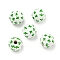 Printed Wood European Beads, Saint Patrick's Day Beads, Round with Clover Pattern, White, 15.5~16mm, Hole: 4~4.5mm