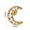 304 Stainless Steel Micro Pave Clear Cubic Zirconia Cartilage Earrings, Golden, Moon, 8mm, Pin: 1.2mm