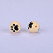 Printed Round with Paw Print Pattern Silicone Focal Beads, Wheat, 15x15mm, Hole: 2mm