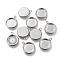 Non-Tarnish 304 Stainless Steel Pendant Cabochon Settings, Flat Round, Stainless Steel Color, Tray: 10mm, 15x12x3mm, Hole: 1.8mm