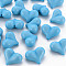 Opaque Acrylic Beads, Heart, Deep Sky Blue, 17x22x10mm, Hole: 1.4mm