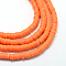 Flat Round Handmade Polymer Clay Bead Spacers, Orange Red, 3x1mm, Hole: 1mm, about 380~400pcs/strand, 17.7 inch