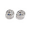 Rack Plating Alloy Enamel European Beads, with Crystal Rhinestone, Large Hole Beads, Cadmium Free & Nickel Free & Lead Free, Flat Round, Platinum, Marine Blue, 11x9mm, Hole: 5mm