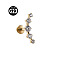 G23 Titanium with Clear Cubic Zirconia Threadless Labrets, Moon, Golden, 8mm, Pin: 1.2mm