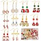 SUNNYCLUE Christmas Earring Making Kit, Including Wreath & House & Gift & Sock Alloy Enamel Pendants, Glass Star & Cube & Imitation Pearl Beads, Brass Earring Hooks, Mixed Color, 150Pcs/box