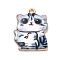 Alloy Enamel Pendants, Light Gold, Cat Charm, Light Steel Blue, 22x16x2mm, Hole: 1.6mm